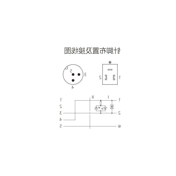 Valve plug Type B, DIN, 10mm, 3Pin/M12 male straight, double end precast PUR flexible cable, black sheath, 6VB061-XXX